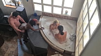 one guy passing around to fuck whores and myself after we all gave him a blowjob while sitting in the spa bath min Konulu Porno
