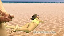blonde beach teen in thong panties dick flash and armpit worship min Konulu Porno