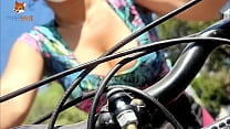 i show my tits on a bike ride and show my thong sitting outside the supermarket min Konulu Porno