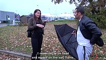 broken umbrella help stranger to convince babe to fuck in van min Konulu Porno