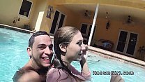 Busty girlfriend fucks in the outdoor pool Konulu Porno
