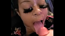 Ebony teen with tongue ring takes a nice facial Konulu Porno