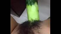 Teen Having Fun with a Cucumber Konulu Porno