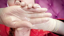 ASMR fetish video: latex gloves fetish and oil ... Konulu Porno