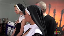 two naughty nuns get surprised with big hard cocks min Konulu Porno
