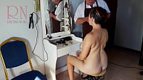 camera in nude barbershop hairdresser makes undress lady ho cut her hair barber nudism cam scene min Konulu Porno