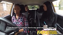 fake driving school busty black girl fails test with lesbian examiner min Konulu Porno