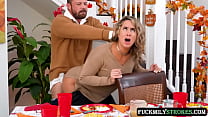 this thanksgiving horny redhead stepsisters arietta adams and cherry fae fuck their stepbrother in the living room while their stepdad fucks their stepmom in the dining room min Konulu Porno