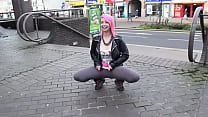 beautiful and very slutty slut shows her ass in public while pissing between her legs min Konulu Porno