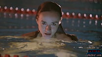 Petite teen hottie Vi Shy skinny dips in a pool... Konulu Porno