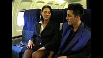 Brunette beauty wearing stewardess uniform gets... Konulu Porno