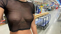 Walking into the store with see through outfit Konulu Porno