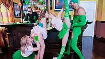 three crazy chicks starting an orgy in a pub on st patty s day min Konulu Porno