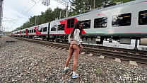 risky public sex on the rails we were caught but we continued to fuck min Konulu Porno