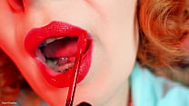 ASMR video - lipstick process - MILF with braces Konulu Porno