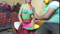 first time indian festival holi celebrate with neaughbour wife min Konulu Porno