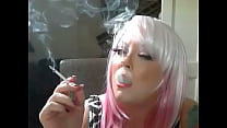 pink haired cute bbw tina snua smokes a slim cigarette min Konulu Porno
