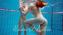 Milana and Katrin strip eachother underwater Konulu Porno