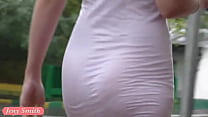 Jeny Smith white see through mini dress in public. Konulu Porno