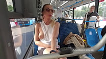 A girl rides a public bus with bare breasts Konulu Porno