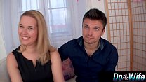 Blonde wife gets fucked with her husband watching Konulu Porno